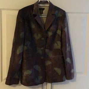 BCBG plum and teal silk jacket